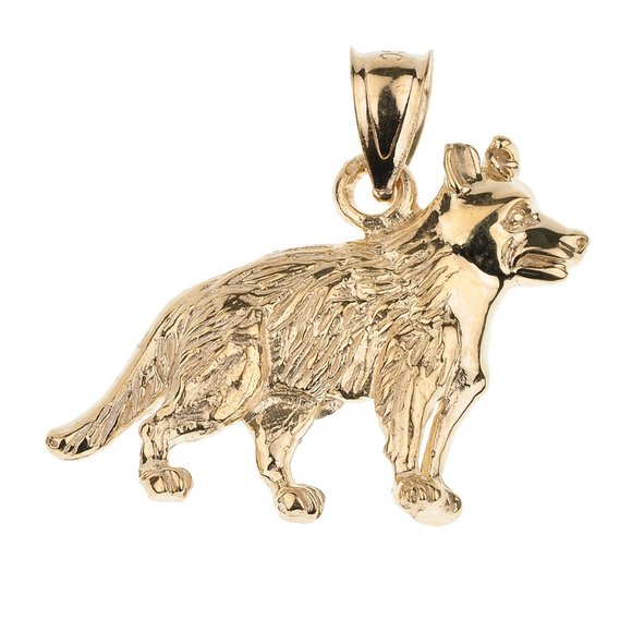 10K Solid Gold German Shepherd K9 Dog Pendant- Yellow, Rose, or White